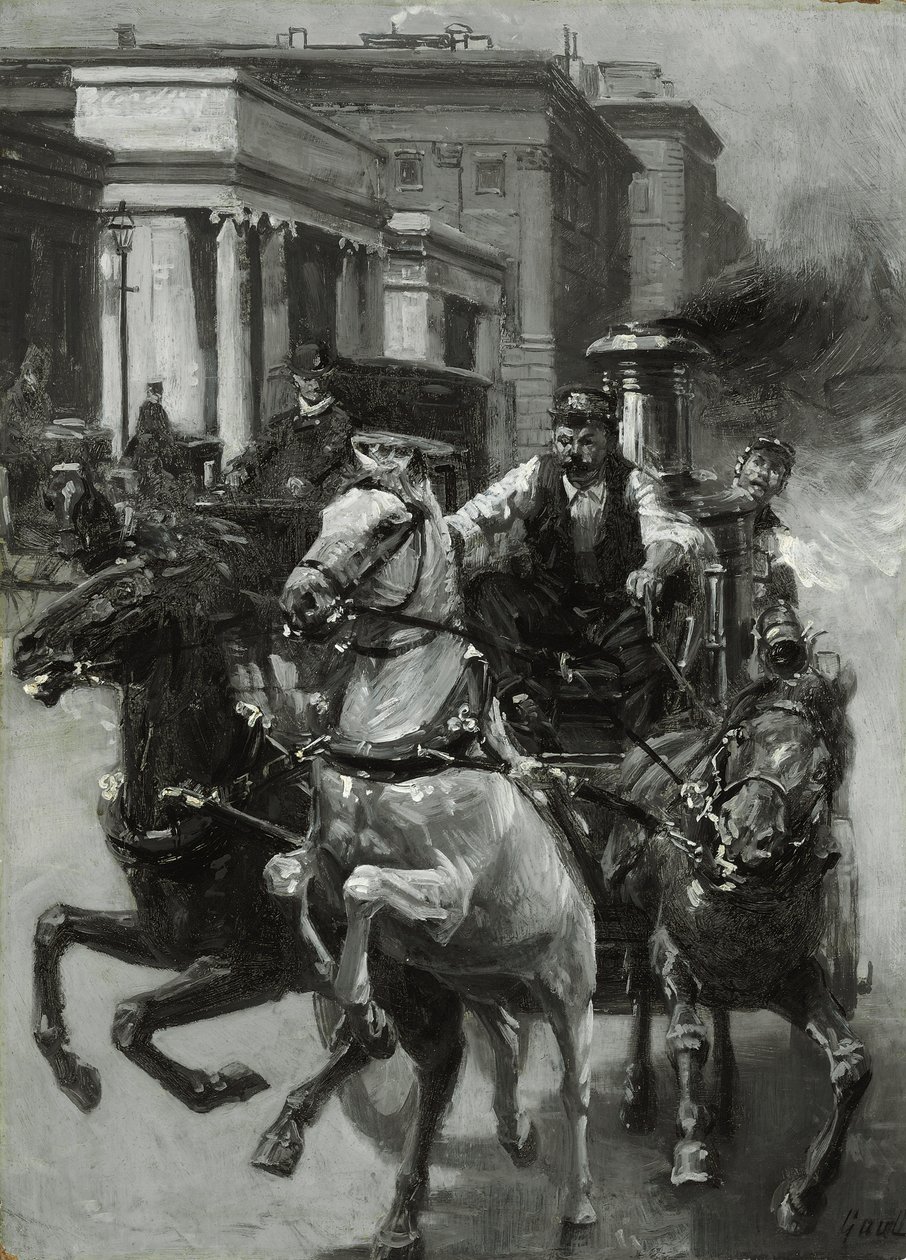 Rohanás a tűzbe, 1900 körül alkotó: Gilbert Gaul
