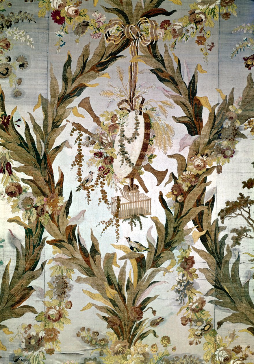 A császárné hálószobájának faliselyme, 1787 (selyem) (részlet) alkotó: Gilles Gaudin
