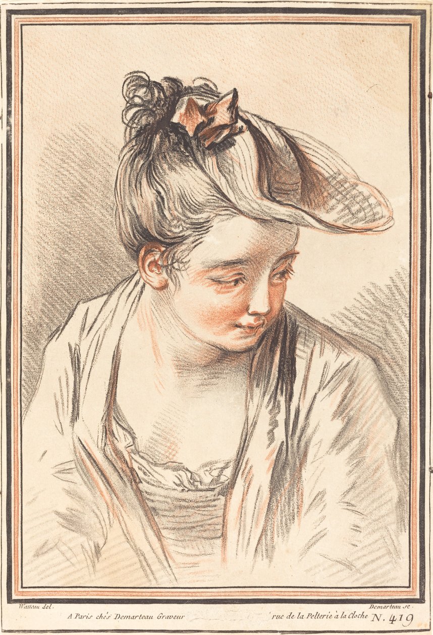 Egy fiatal nő feje, 1773. alkotó: Gilles Demarteau
