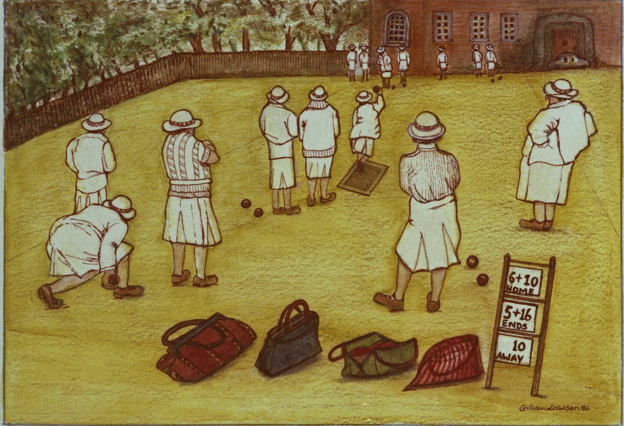 Bowling, 1988 (akvarell, papír) alkotó: Gillian Lawson