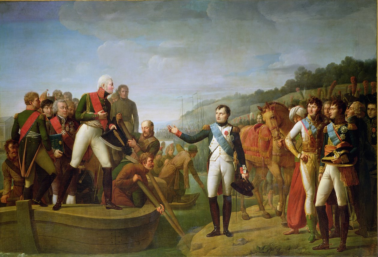 I. Napóleon (1769-1821) és I. Sándor (1777-1825) búcsúja a tilsiti béke után, 1807. július 9. alkotó: Gioacchino Giuseppe Serangeli