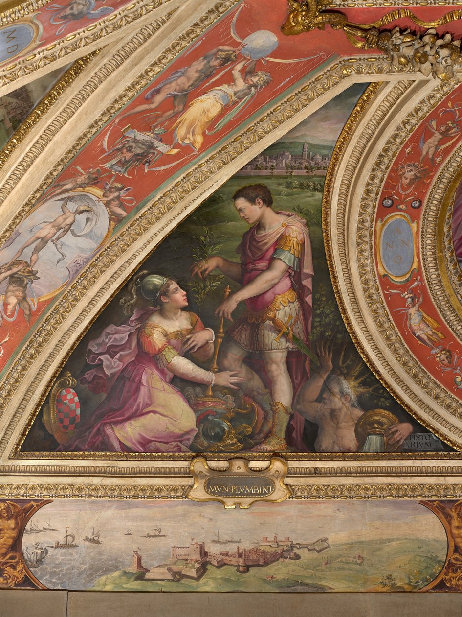 Pistoia allegóriája; alulról, kilátás Piombino -ra alkotó: Giorgio Vasari