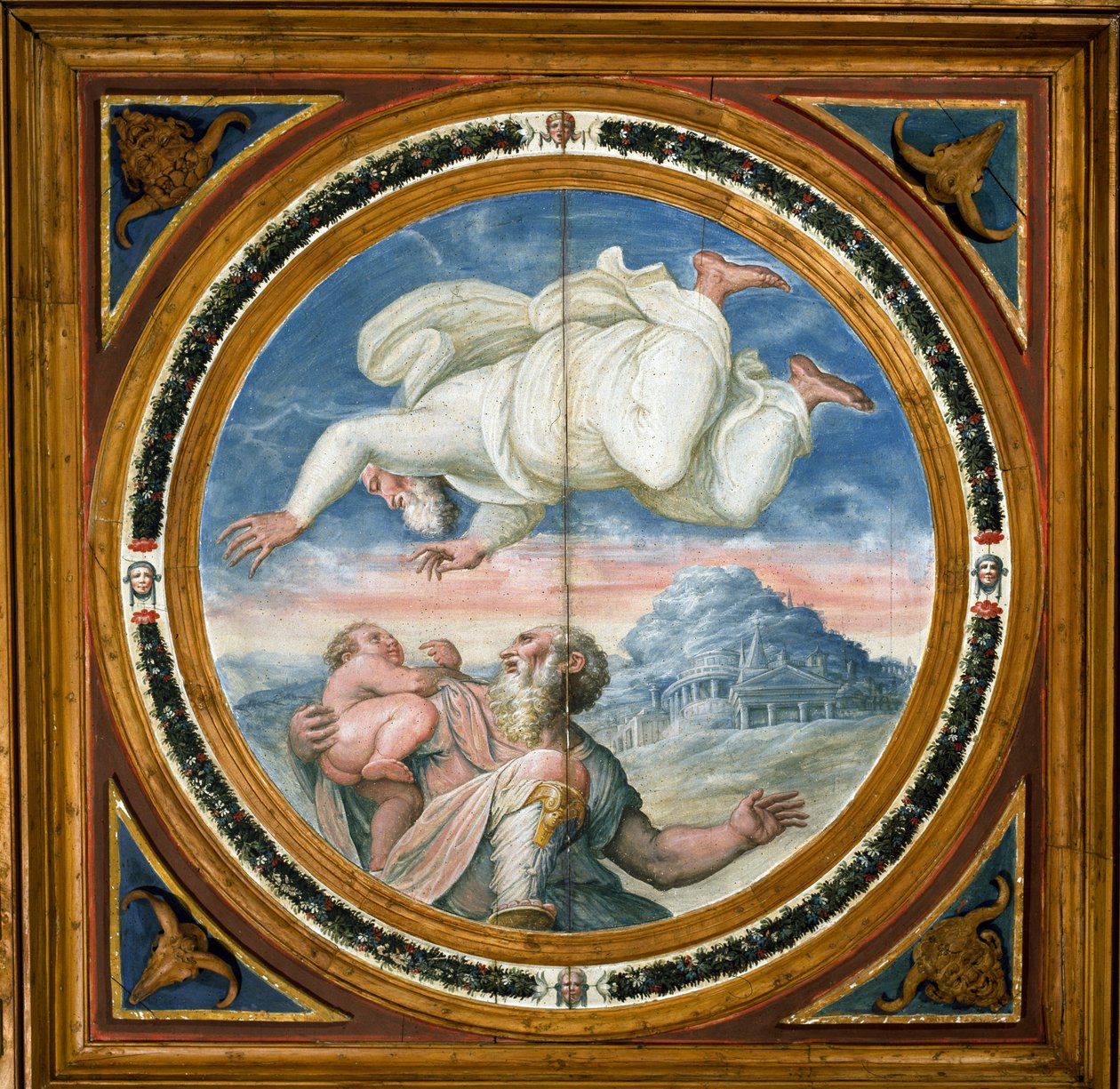 Isten áldja Ábrahámot egy fiával, Ábrahám szobájával (lakodalom) alkotó: Giorgio Vasari
