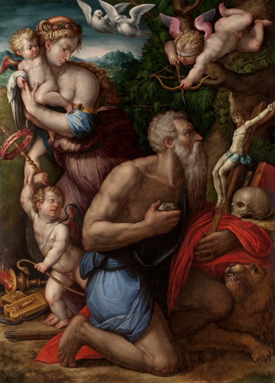 Szent Jeromos megkísértése. alkotó: Giorgio Vasari