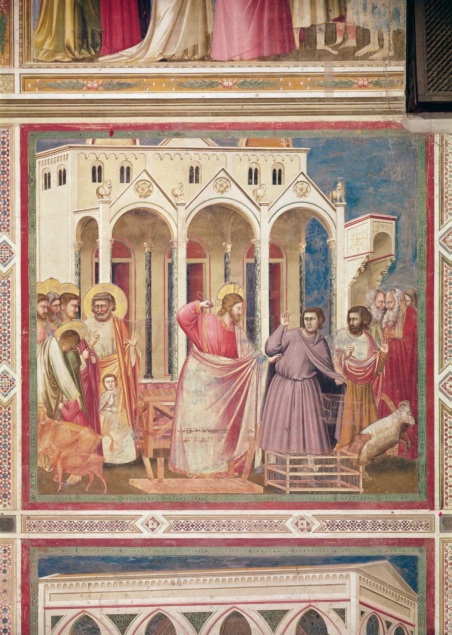 Jézus üldözi a kereskedőket a templomból, 1303-05 körül alkotó: Giotto di Bondone