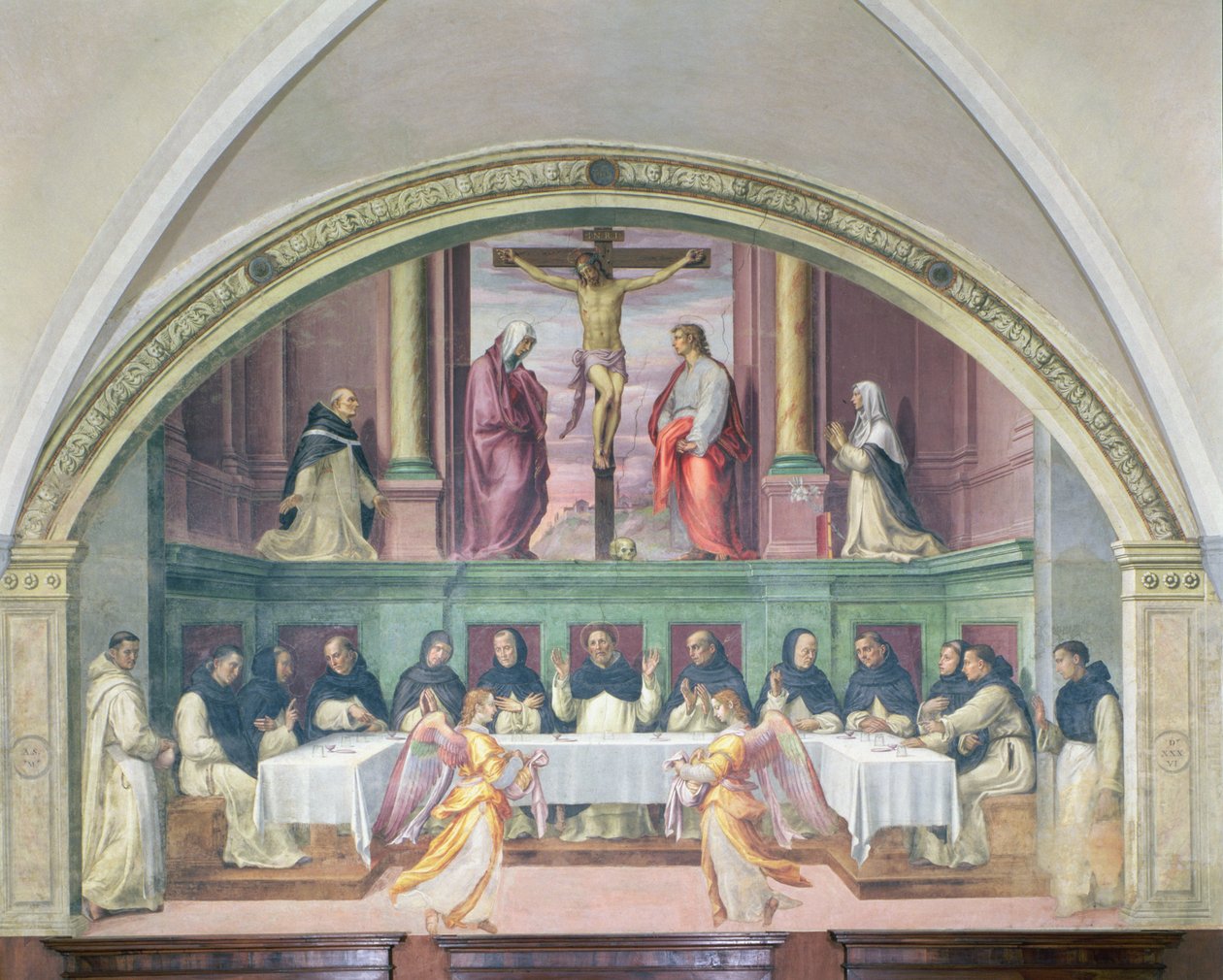 Szent Domonkos vacsorája, lunette alkotó: Giovanni Antonio Sogliani