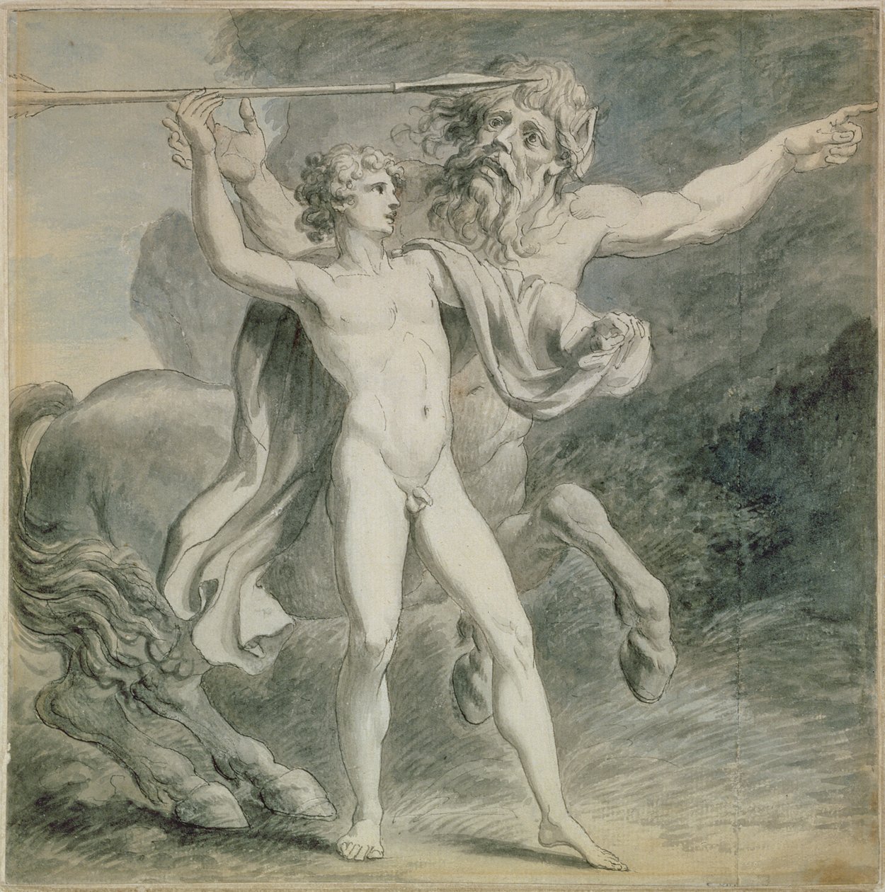 Akhilleusz nevelése, 1776 (toll és tinta szürke mosással a papíron) alkotó: Giovanni Battista Cipriani