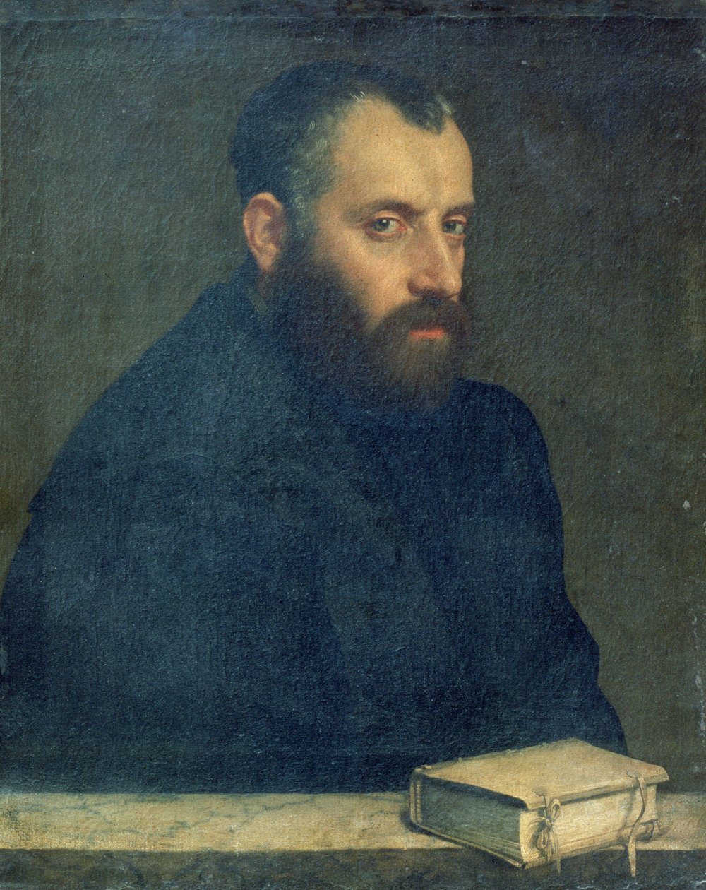 Egy férfi portréja egy könyvvel alkotó: Giovanni Battista Moroni