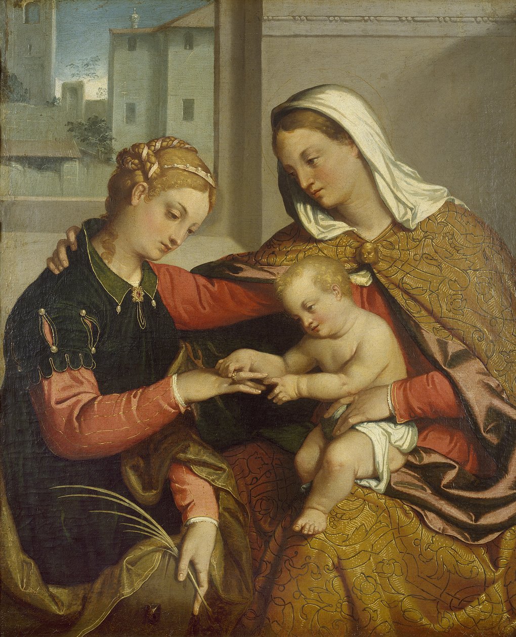 Szent Katalin misztikus házassága, 16. század alkotó: Giovanni Battista Moroni