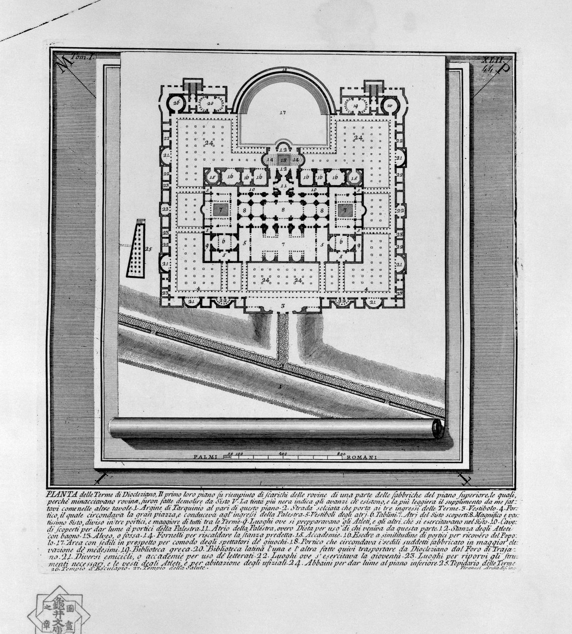 A Diocletianus -fürdő terve (Róma) alkotó: Giovanni Battista Piranesi