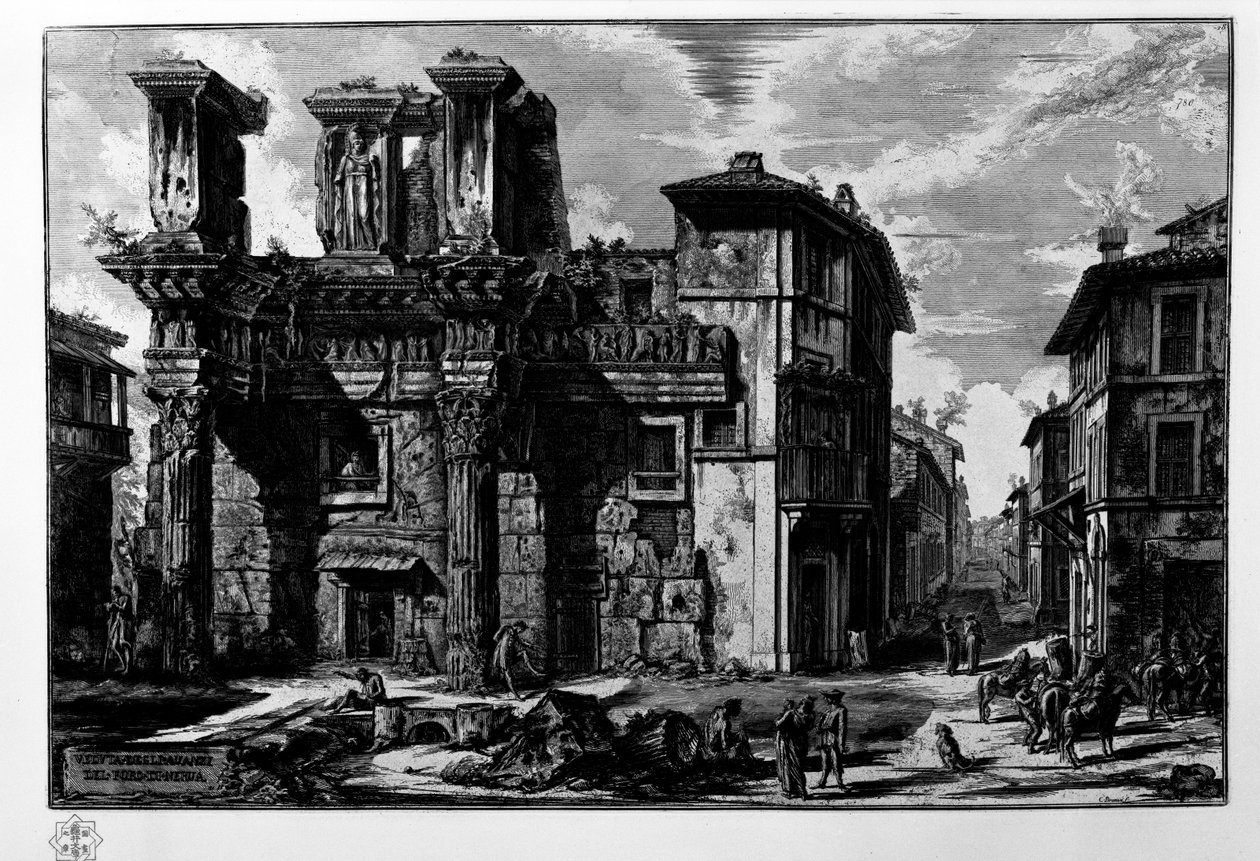 Kilátás a Nerva Fórum maradványaira alkotó: Giovanni Battista Piranesi