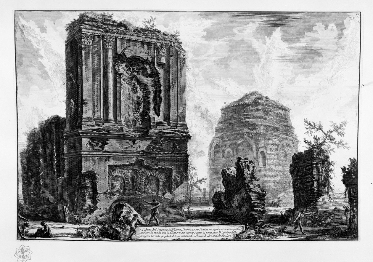Kilátás Pisone Liciniano sírjára az ősi Via Appián alkotó: Giovanni Battista Piranesi