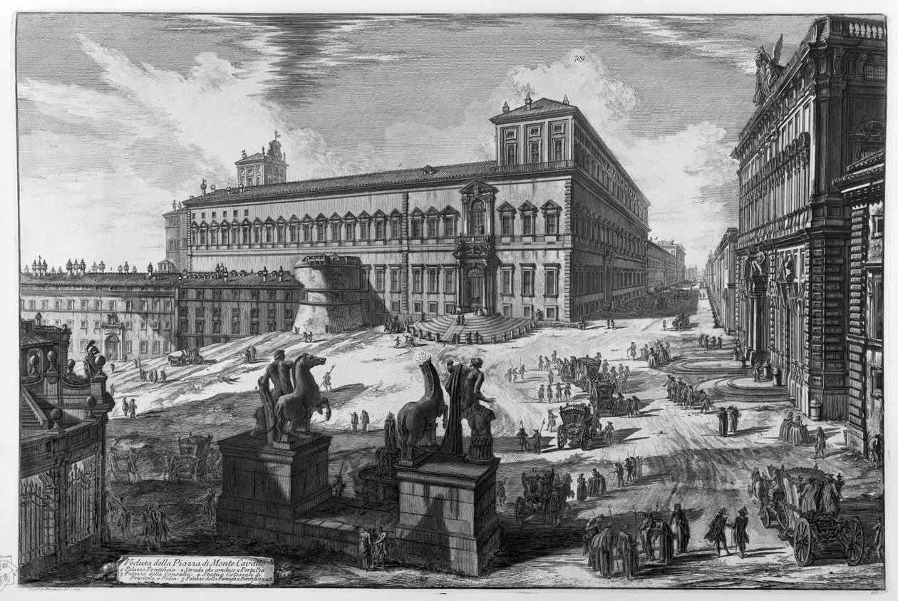 Kilátás a Piazza di Monte Cavallo térre alkotó: Giovanni Battista Piranesi