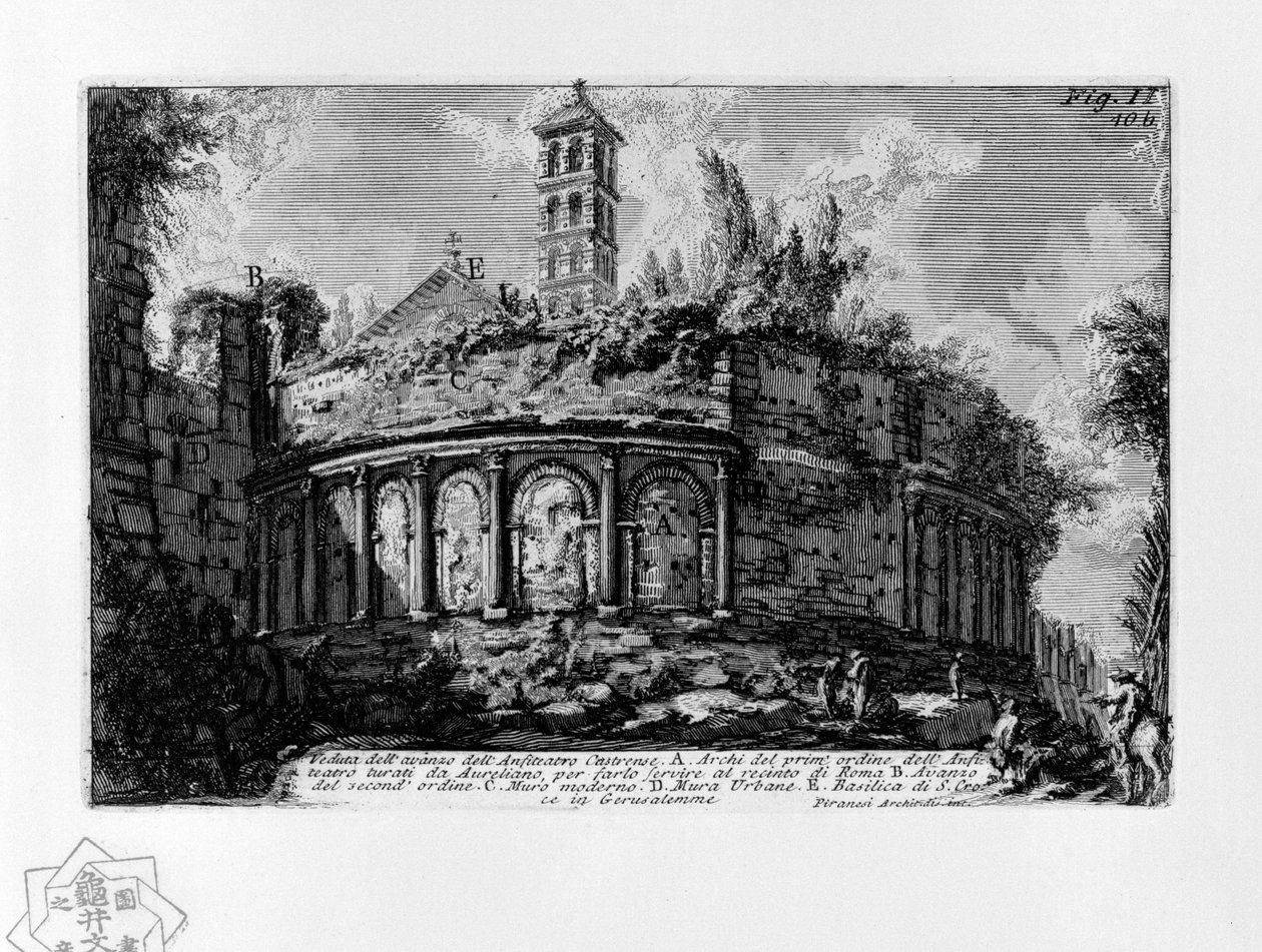 Kilátás a Castrense amfiteátrum maradványaira alkotó: Giovanni Battista Piranesi