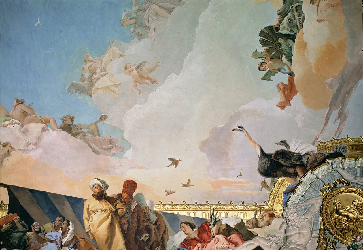 Spanyolország dicsősége III, a Trónterem mennyezetéről, 1764 (részletek, lásd még: 61757, 61758, 62340) alkotó: Giovanni Battista Tiepolo