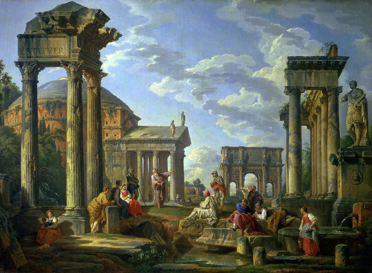 Római romok prófétával, 1751 alkotó: Giovanni Paolo Pannini