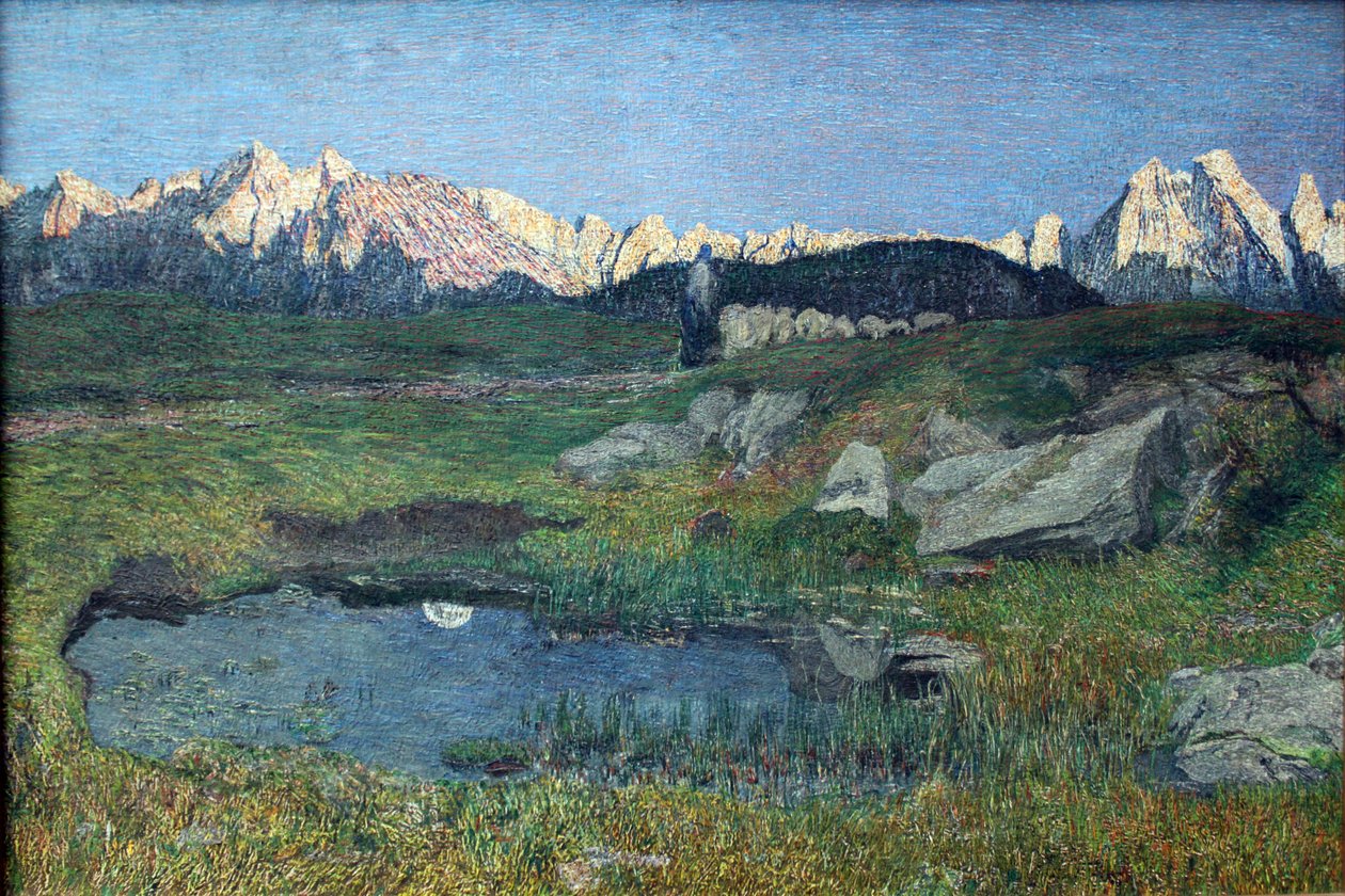 Alpesi táj naplementekor alkotó: Giovanni Segantini