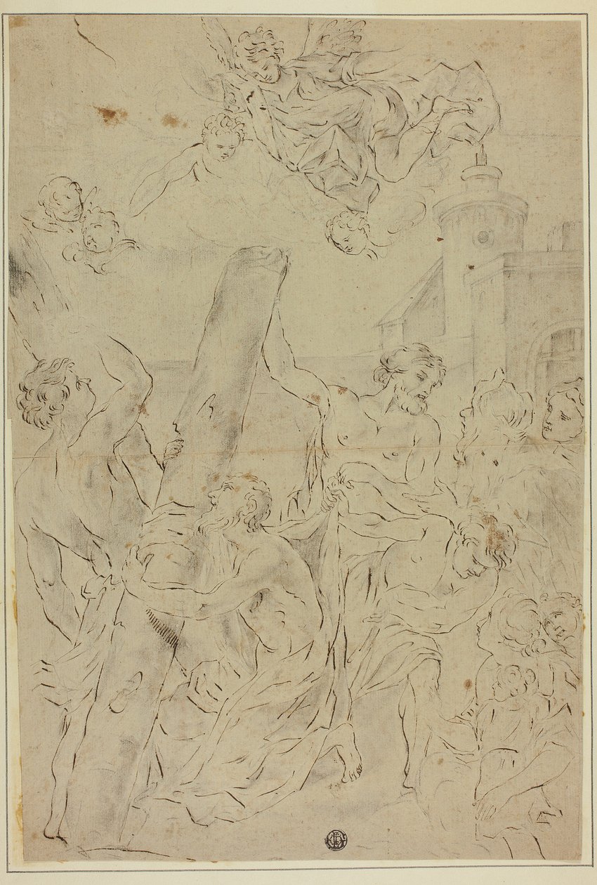 Szent András imádja a keresztet alkotó: Giovanni Battista Gaulli