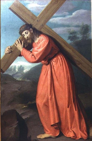 Keresztet vivő Krisztus, 1565 körül alkotó: Giovanni Battista Moroni