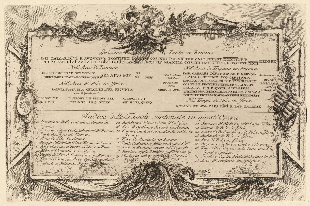Szövegtábla alkotó: Giovanni Battista Piranesi