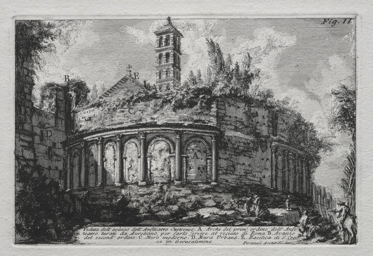 Kilátás a Castranse Amfiteátrum maradványaira alkotó: Giovanni Battista Piranesi