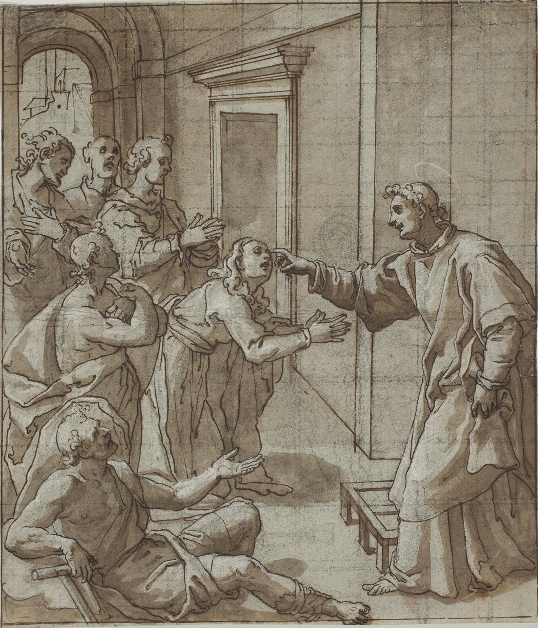 Szent Lőrinc, aki a vakokat gyógyítja alkotó: Giovanni Battista Pozzi