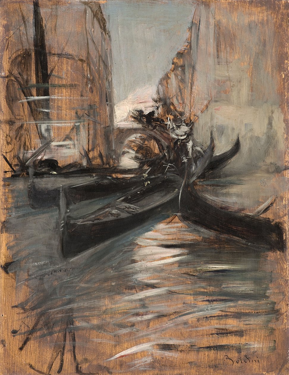 Csatorna gondolákkal, Velence, Olaszország, 1910-14 alkotó: Giovanni Boldini