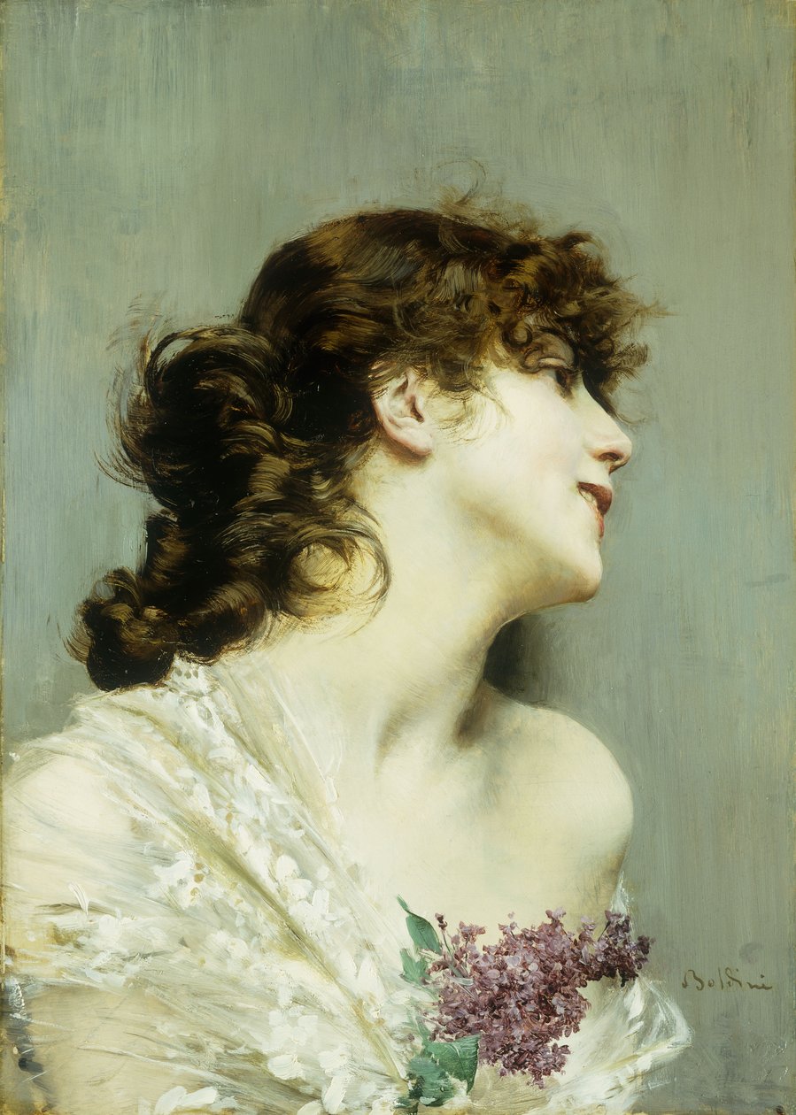 Egy fiatal nő profilja, alkotó: Giovanni Boldini