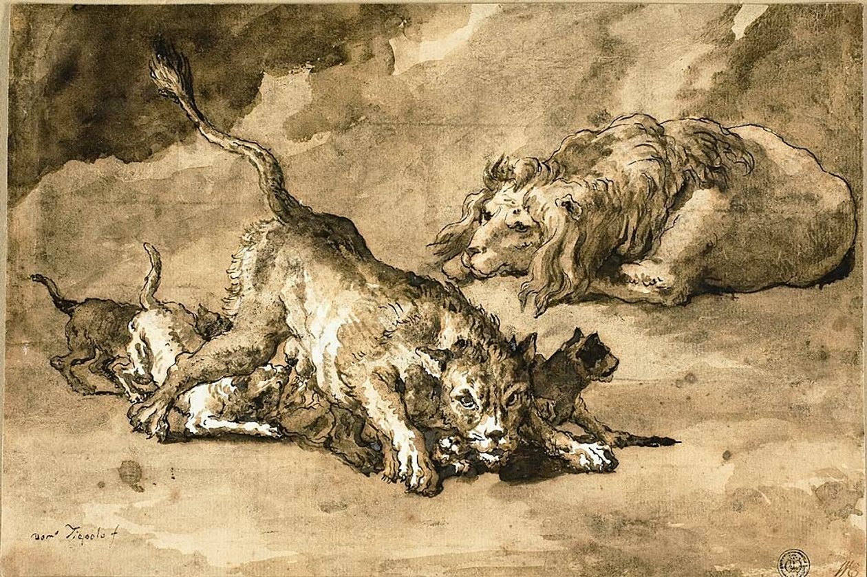 Oroszlán, oroszlánhölgy és kölykei alkotó: Giovanni Domenico Tiepolo