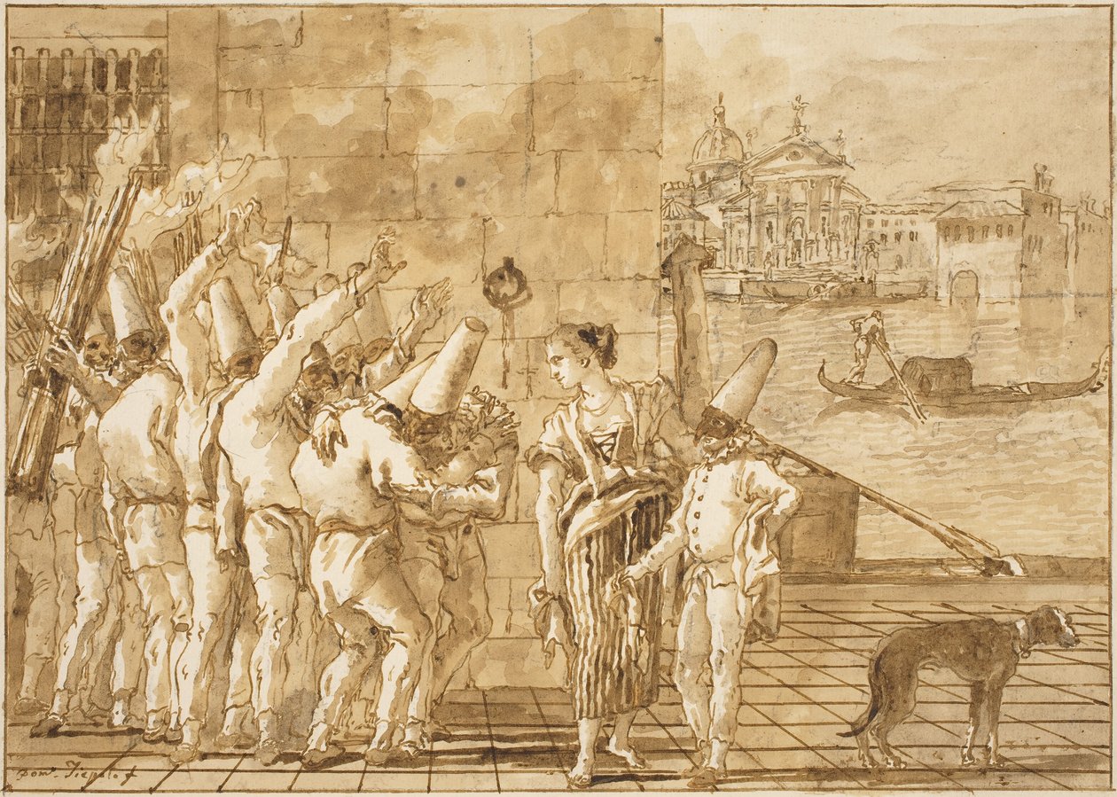 Punchinello Búcsú Velencétől alkotó: Giovanni Domenico Tiepolo