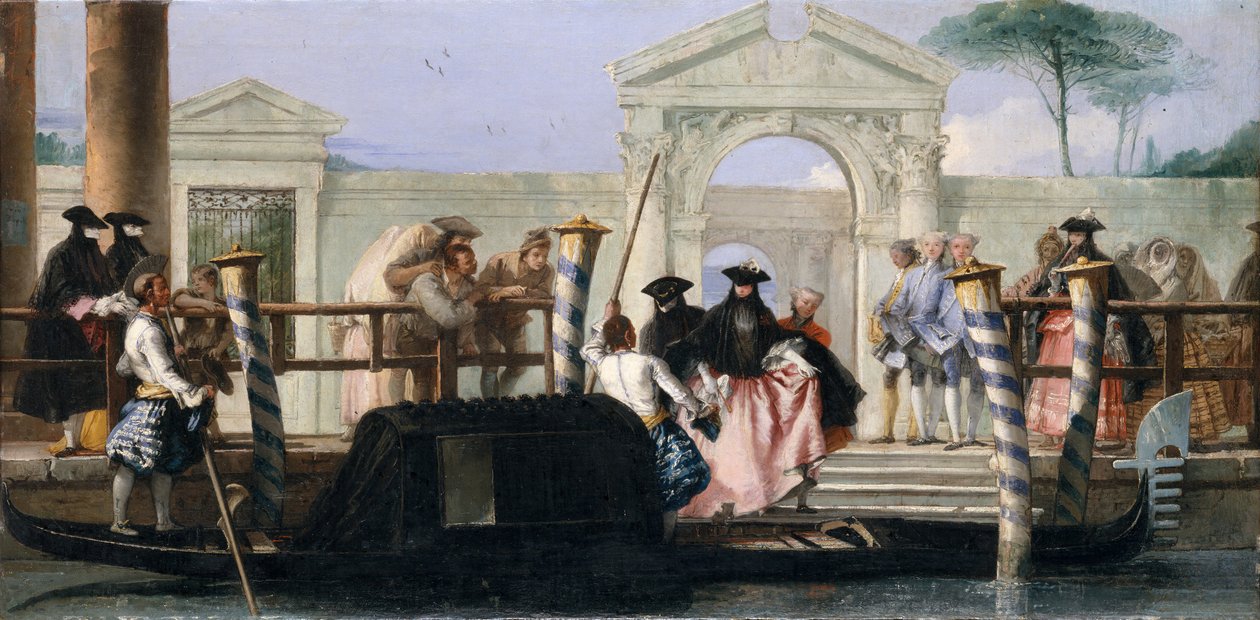 A gondola indulása, 1760-as évek közepe. alkotó: Giovanni Domenico Tiepolo
