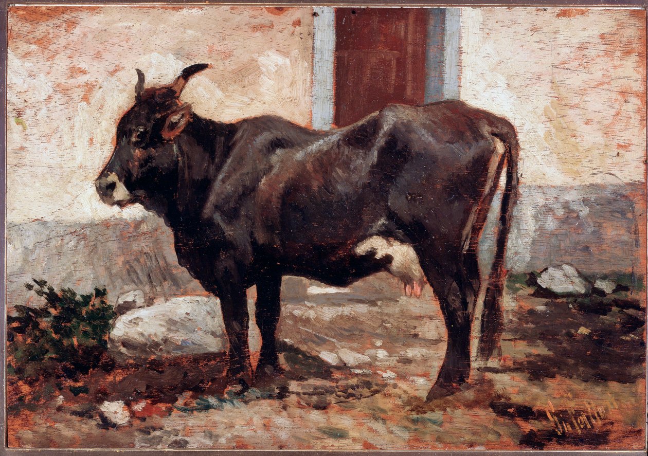 Barna tehén - festészet alkotó: Giovanni Fattori