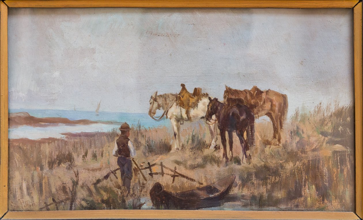 A várakozás (olaj a panelen) alkotó: Giovanni Fattori