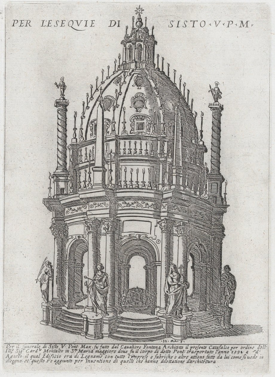 Katafalk V. Sixtus pápának, 1591. alkotó: Giovanni Maggi