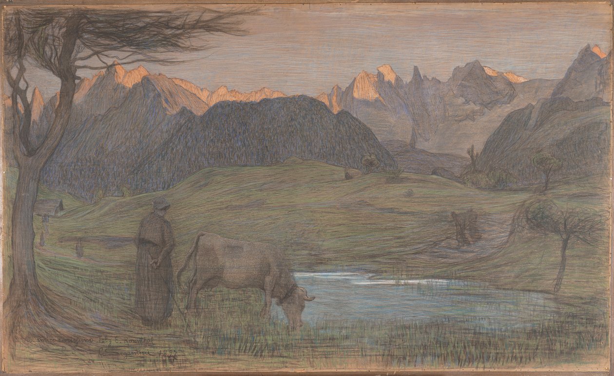 Tanulmány a "La Vita"-hoz alkotó: Giovanni Segantini