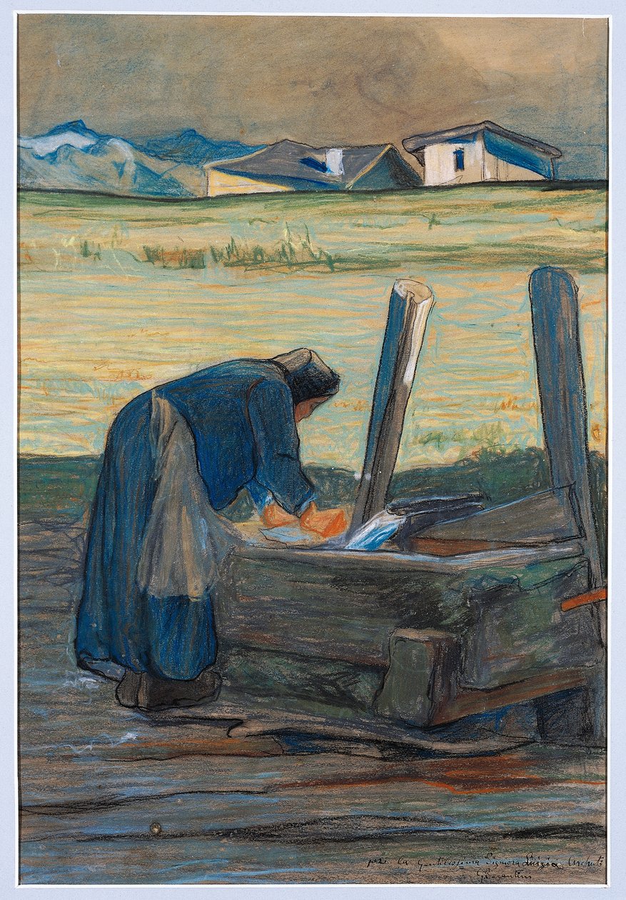 Mosó a szökőkútnál alkotó: Giovanni Segantini