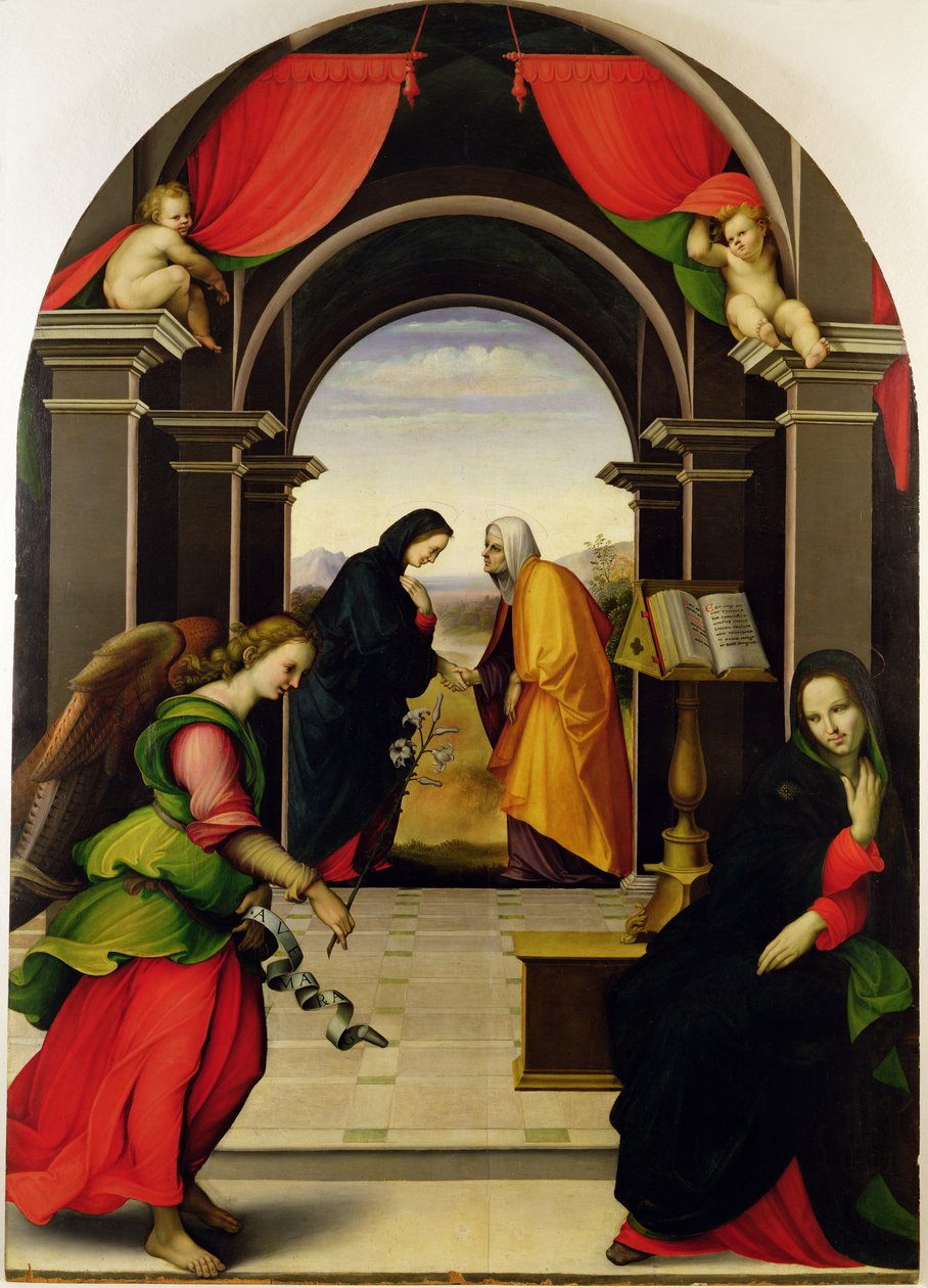 Az Angyali üdvözlet és a látogatás, 1518 alkotó: Girolamo del Pacchia