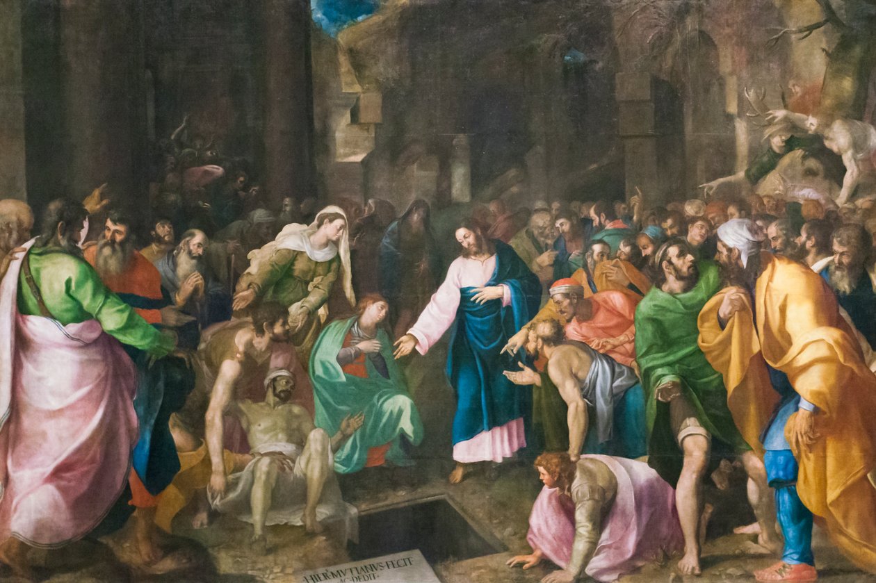 Lázár feltámadása, 1555 körül (olaj, vászon) alkotó: Girolamo Muziano