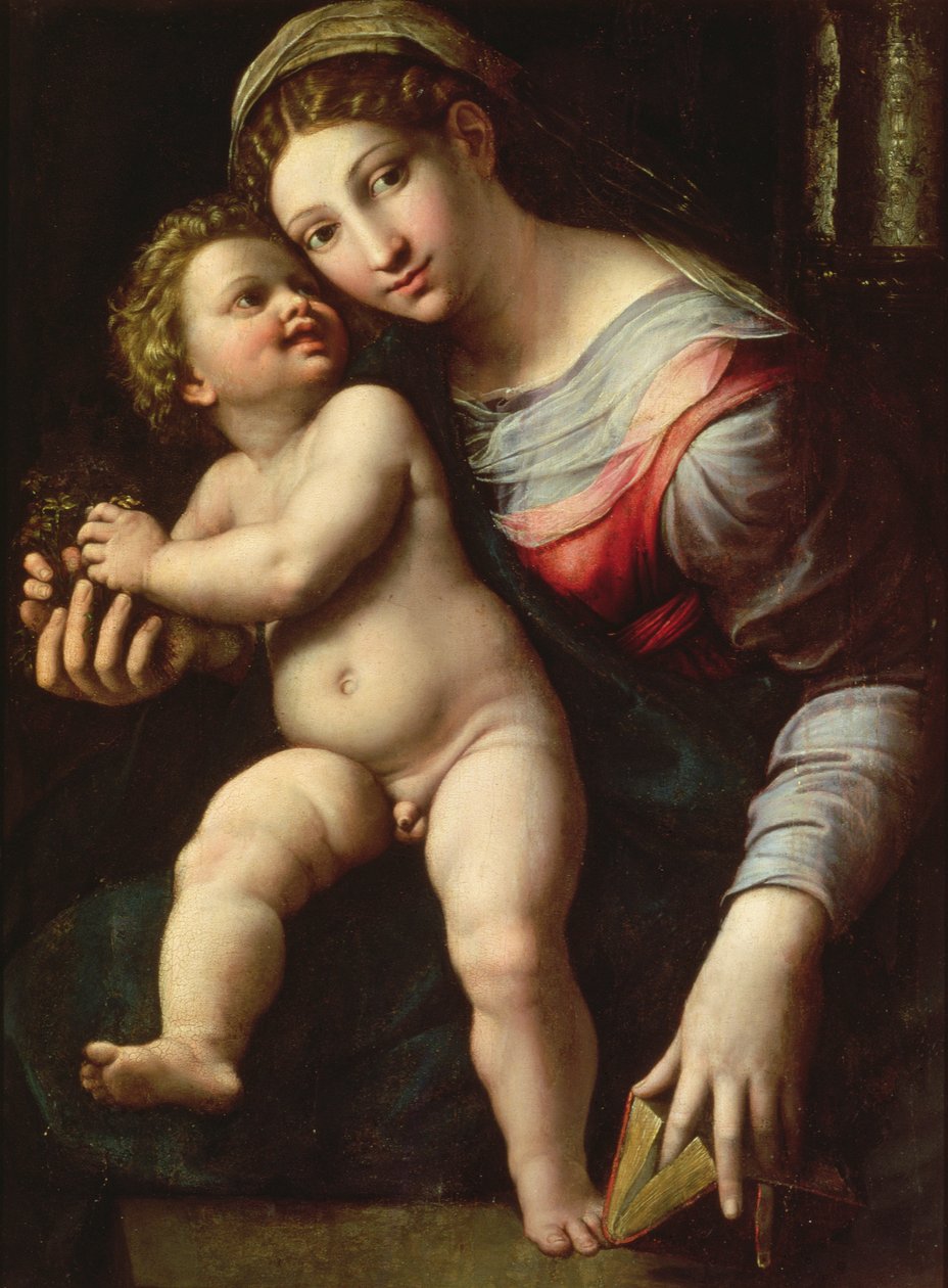 Madonna és gyermek, 1530-40 körül (panel) alkotó: Giulio Romano