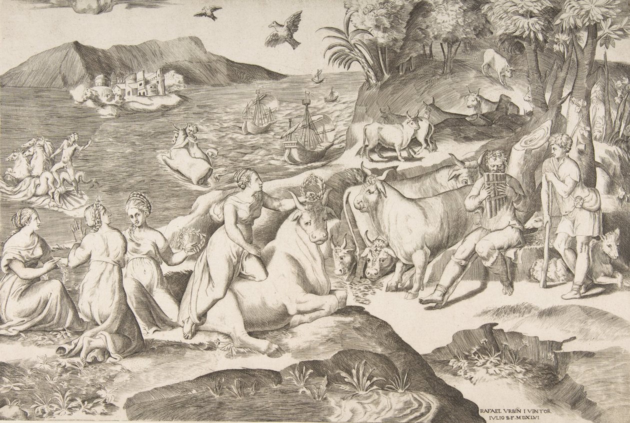 Európa megerőszakolása, 1546. alkotó: Giulio Bonasone