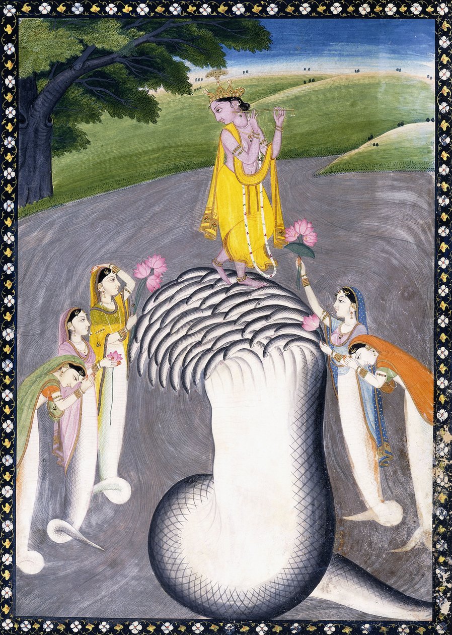Krishna lefojtja a hidrafejű kígyót, 1790 körül alkotó: Giulio Carlini