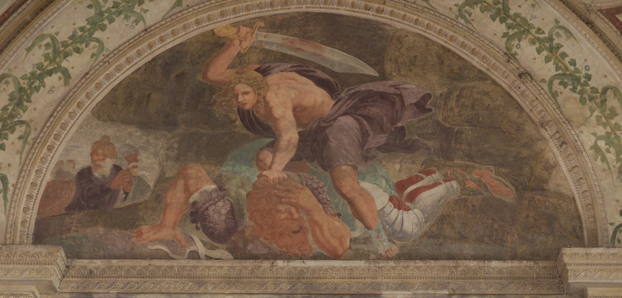 Dávid megöli Góliát Dávid páholyát alkotó: Giulio Romano