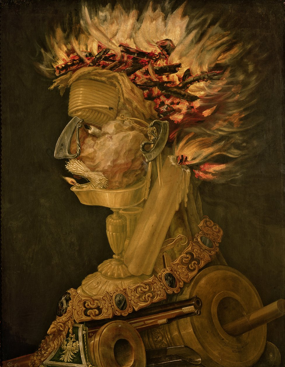 Tűz, 1566 (olaj, fa) alkotó: Giuseppe Arcimboldo
