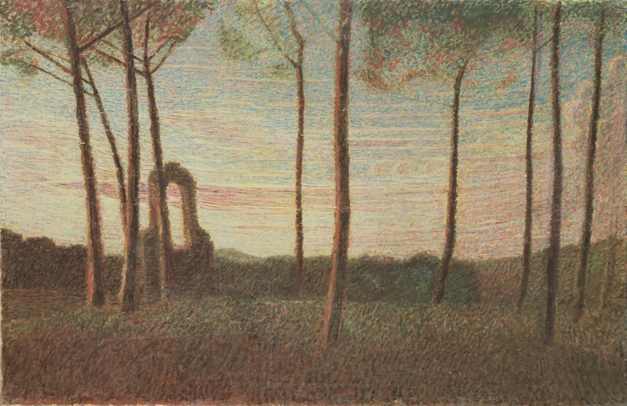 A Villa Borghese tája, 1906 alkotó: Giuseppe Pellizza da Volpedo