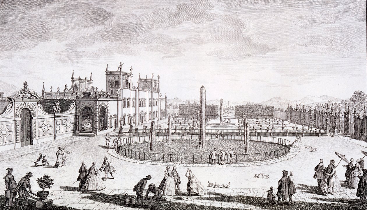 A Villa di Sesto látképe, Giuseppe Bouchard "Toszkána látképei" című, 1744-57-ben kiadott művéből. alkotó: Giuseppe Zocchi