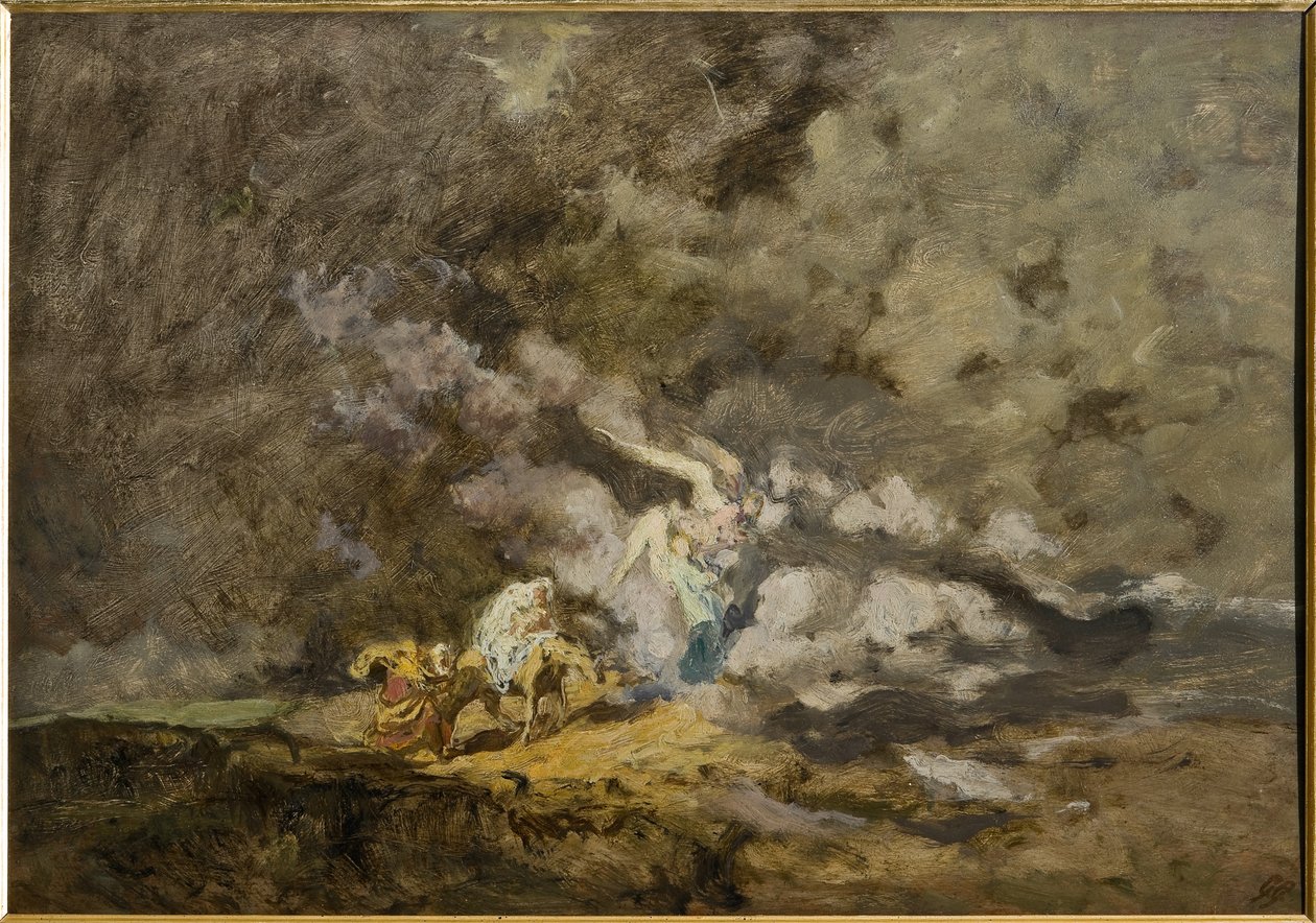 Menekülés Egyiptomba (olaj rétegelt lemezre) alkotó: Giuseppe Graziosi