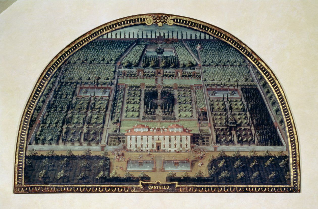 Villa di Castello a Medici-villák kilátását ábrázoló lunetták sorozatából, 1599 (tempera a panelen) alkotó: Giusto Utens
