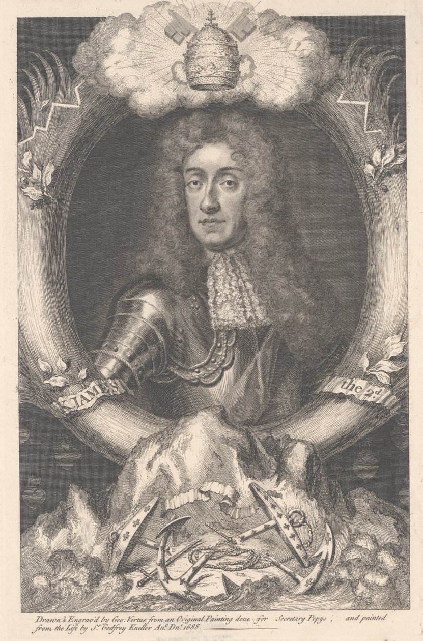 II. Jakab, George Vertue (1684-1756) metszete, 1688 alkotó: Godfrey Kneller