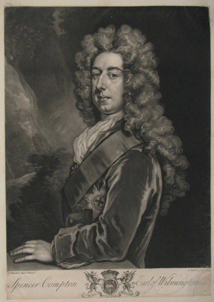 Spencer Compton, Wilmington grófja, John Faber nyomata, 1734 (mezzotint) alkotó: Godfrey Kneller