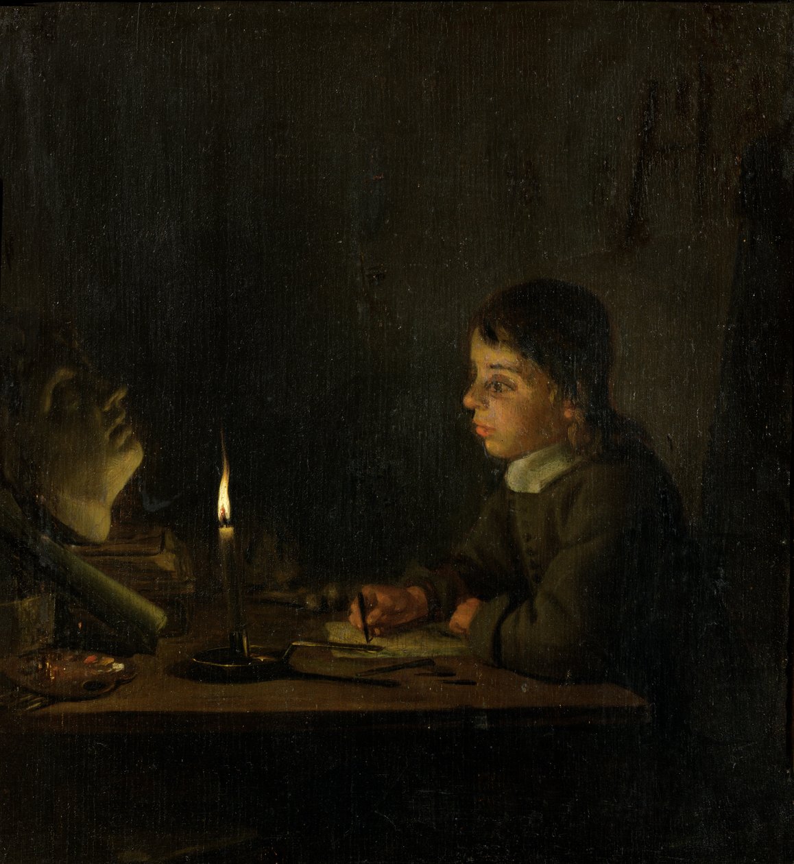 Fiú rajz gyertyafényben alkotó: Godfried Schalcken